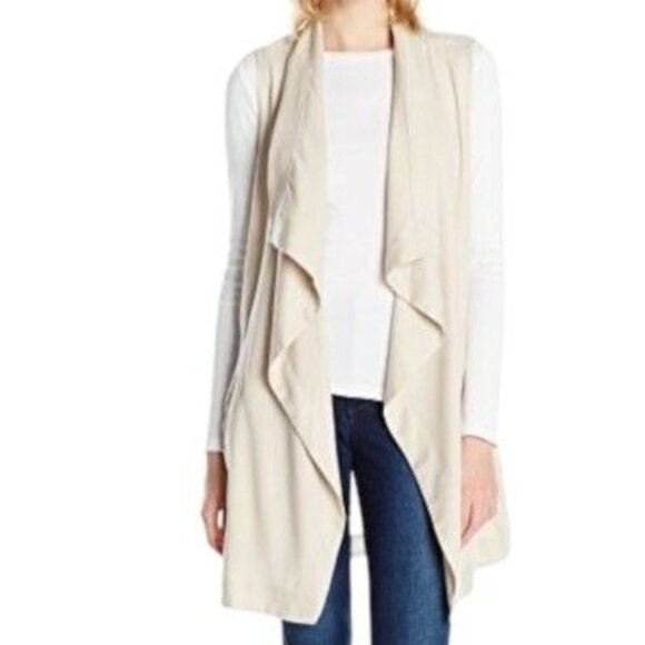 BB Dakota Womens Beige Sleeveless Open Front Drape Vest M - Picture 1 of 7